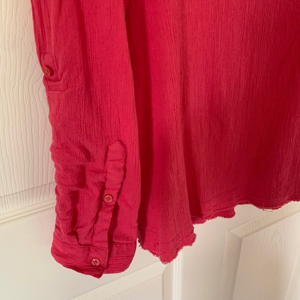 Bandolino Large Top Pink Corrine Smocked Henley Roll Tab Sleeve SDBW7759-PAP - Picture 4 of 10